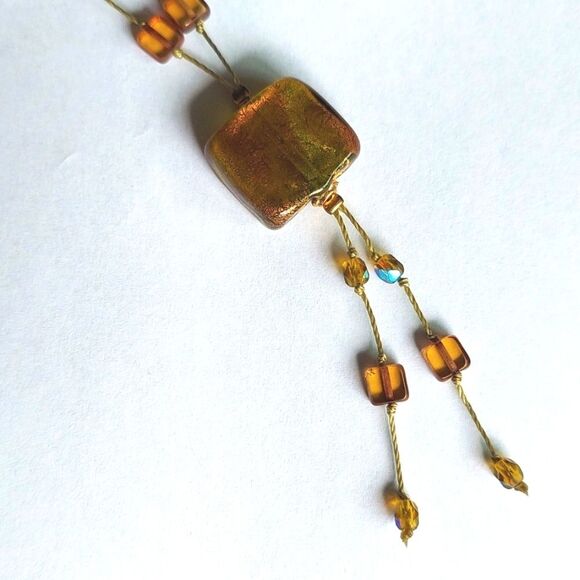 Handmade Amber & Green Statement Necklace - Picture 5 of 5